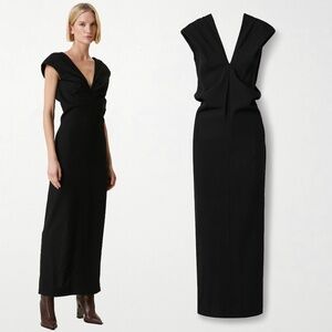 KHAITE Ima Wool-Blend Maxi Dress in Black Size 0